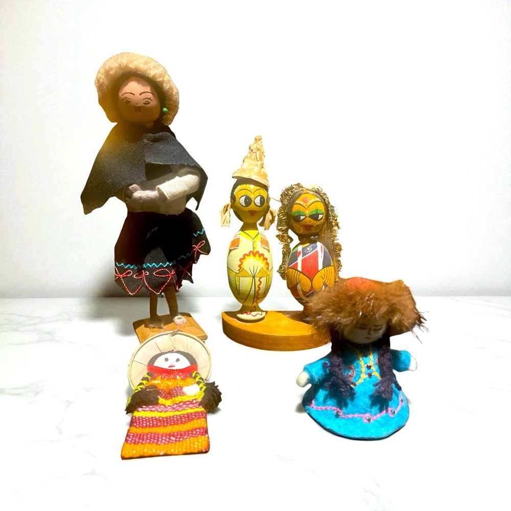 5 Handmade Vintage Dolls -Collection/Lot/Bundle Primitive Folk Art & Guatemalan.